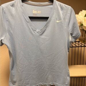 Nike dri-fit Women's Sky Blue V-Neck Tee L